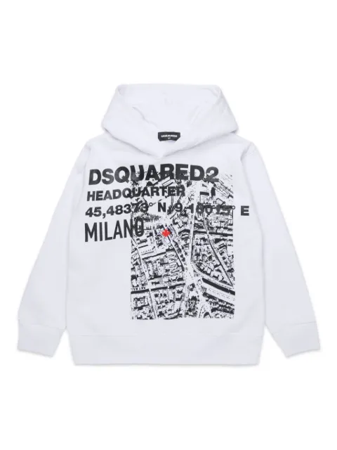DSQUARED2 KIDS هودي قطن بطبعة