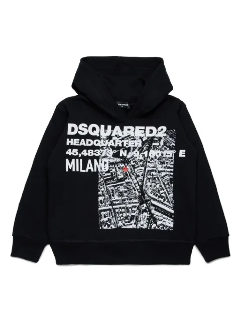 DSQUARED2 KIDS Moletom de algodão com capuz e logo