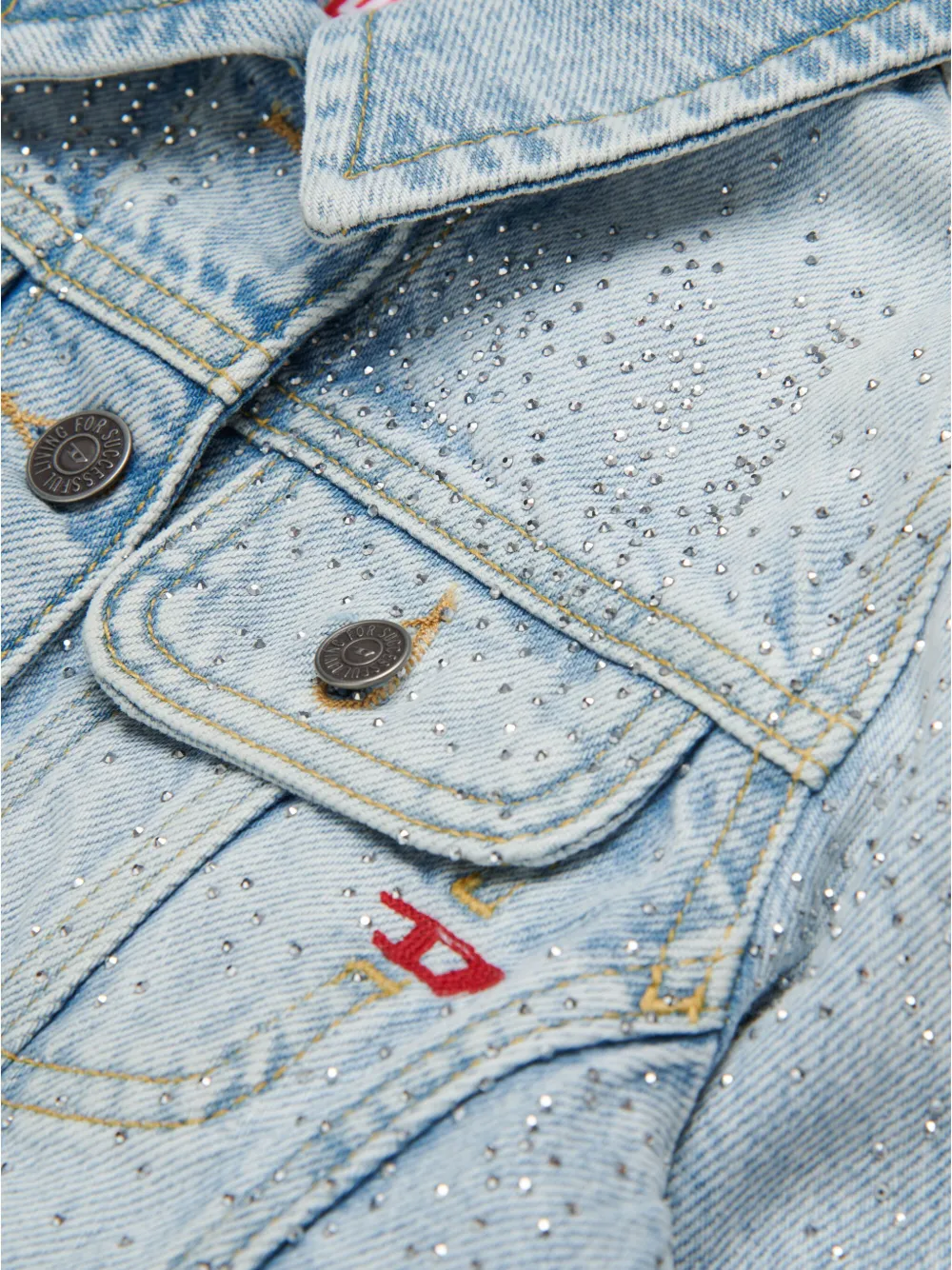 Diesel Kids Spijkerjack verfraaid met stras Blauw