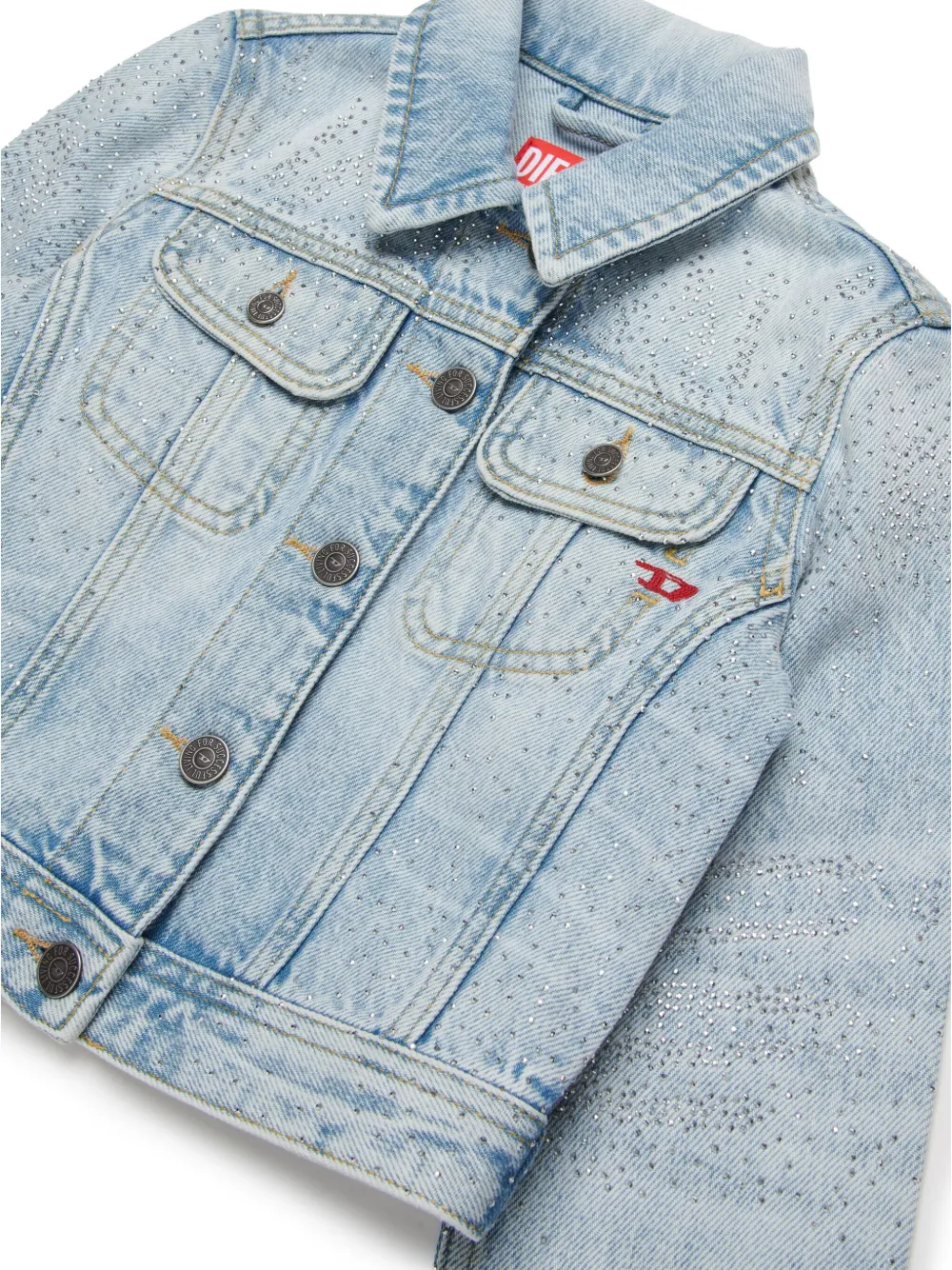 Diesel Kids Spijkerjack verfraaid met stras Blauw