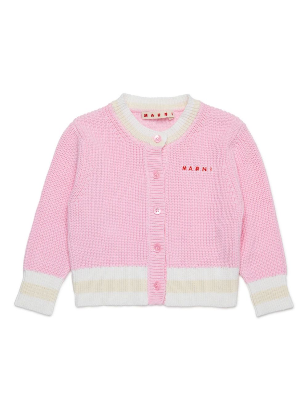 Marni Kids logo-embroidered cardigan - Pink