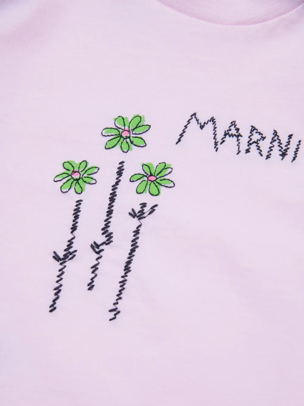 Marni Kids T-shirt met geborduurd logo Roze