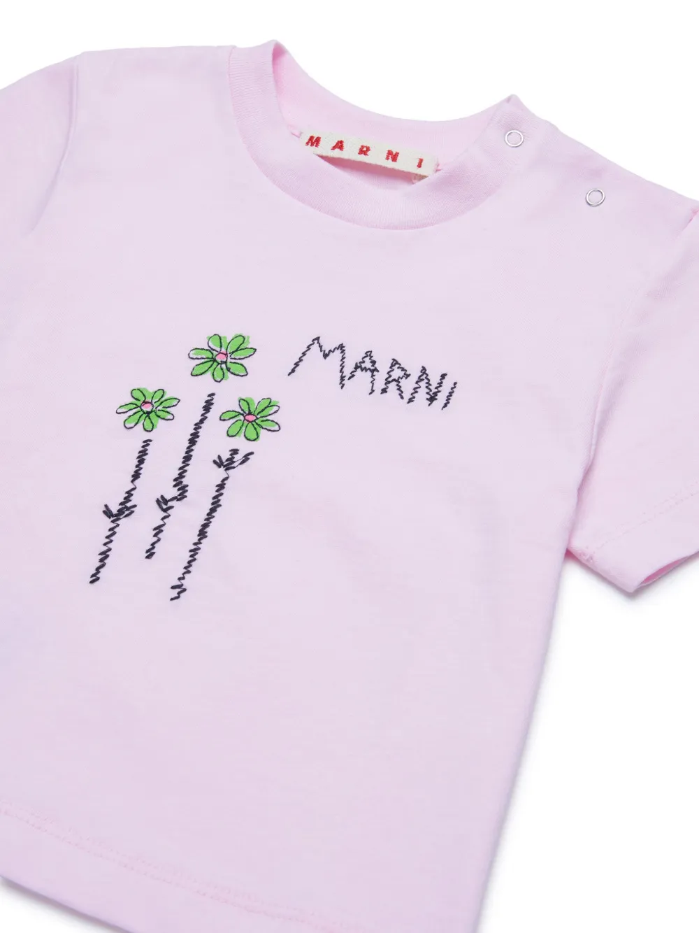 Marni Kids T-shirt met geborduurd logo Roze