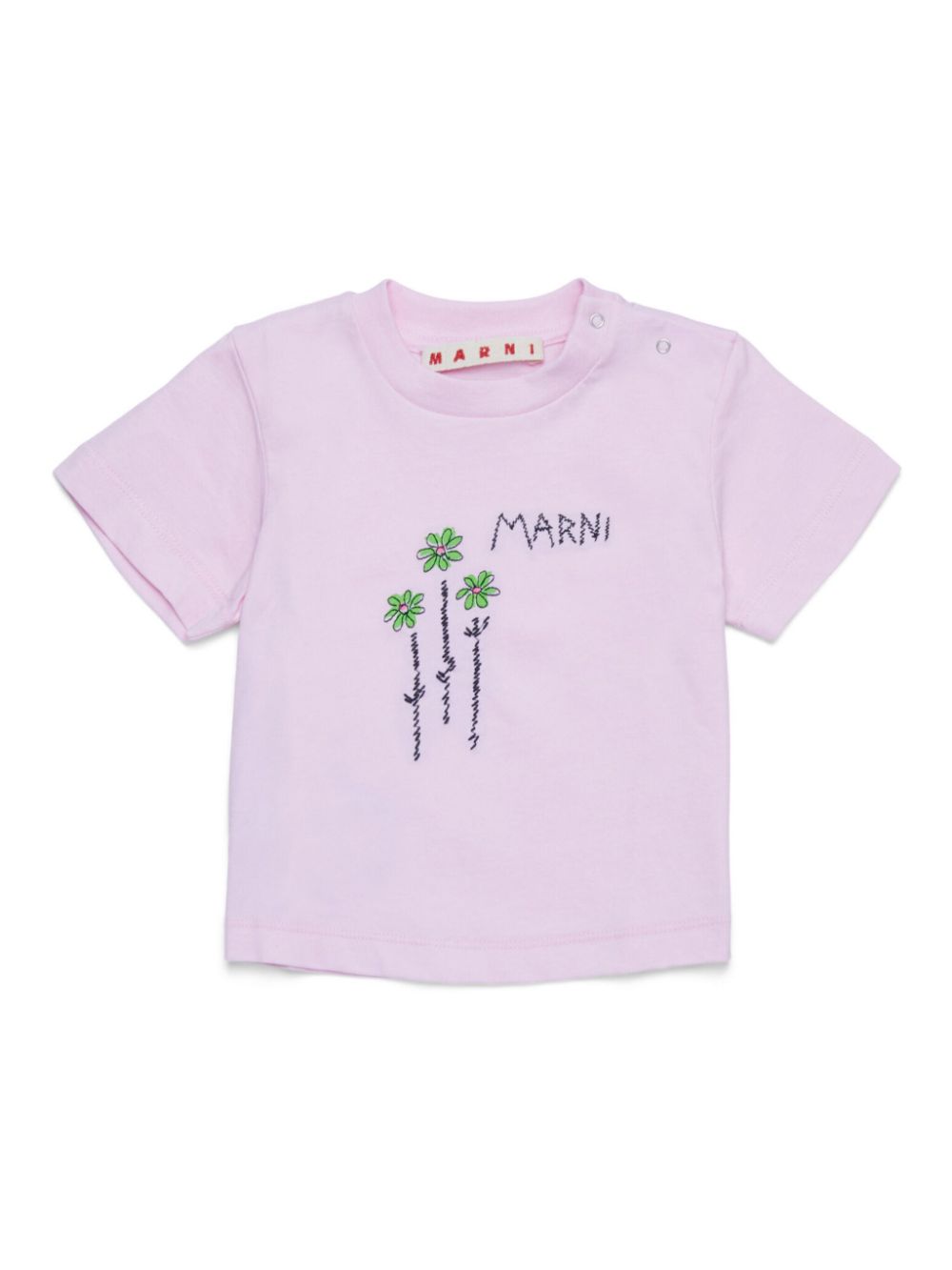 Marni Kids logo-embroidered T-shirt - Pink