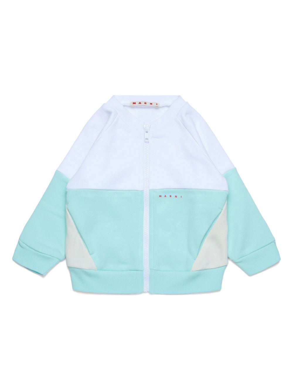 Marni Kids logo-embroidered cardigan - Blue