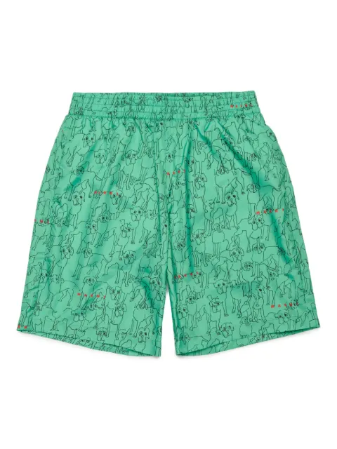 Marni Kids shorts de playa con perro estampado