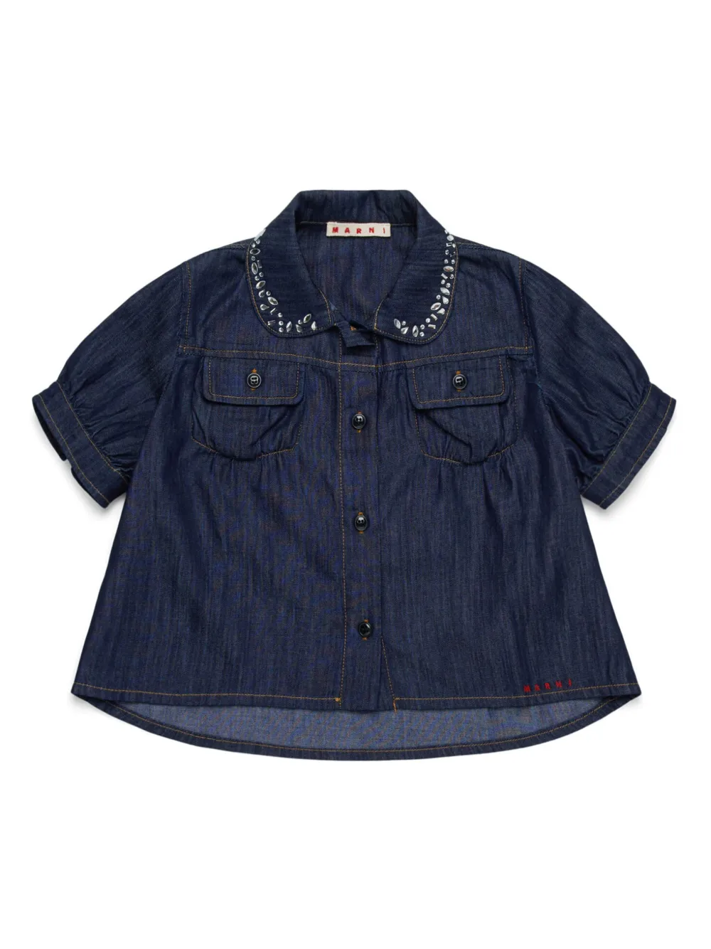 Marni Kids ラインストーン シャツ - ブルー Marni Kids ラインストーン シャツ - ブルー