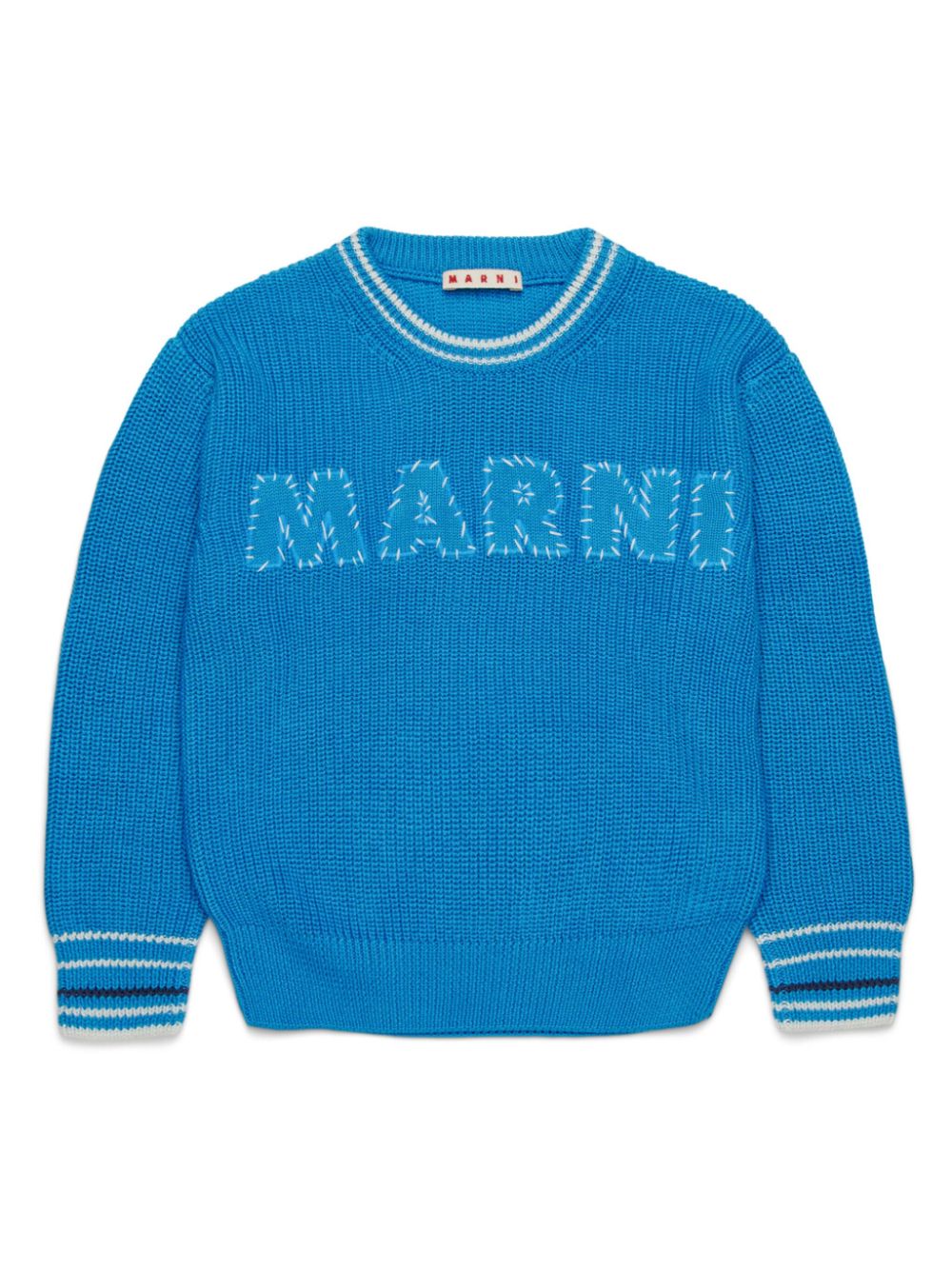 Marni Kids logo-embroidered sweater - Blue