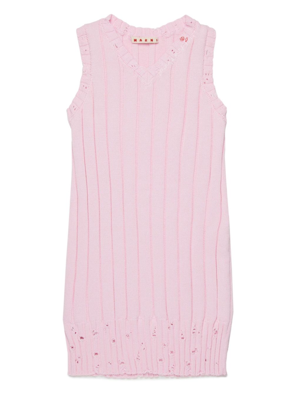 Marni Kids Ribgebreide maxi-jurk Roze