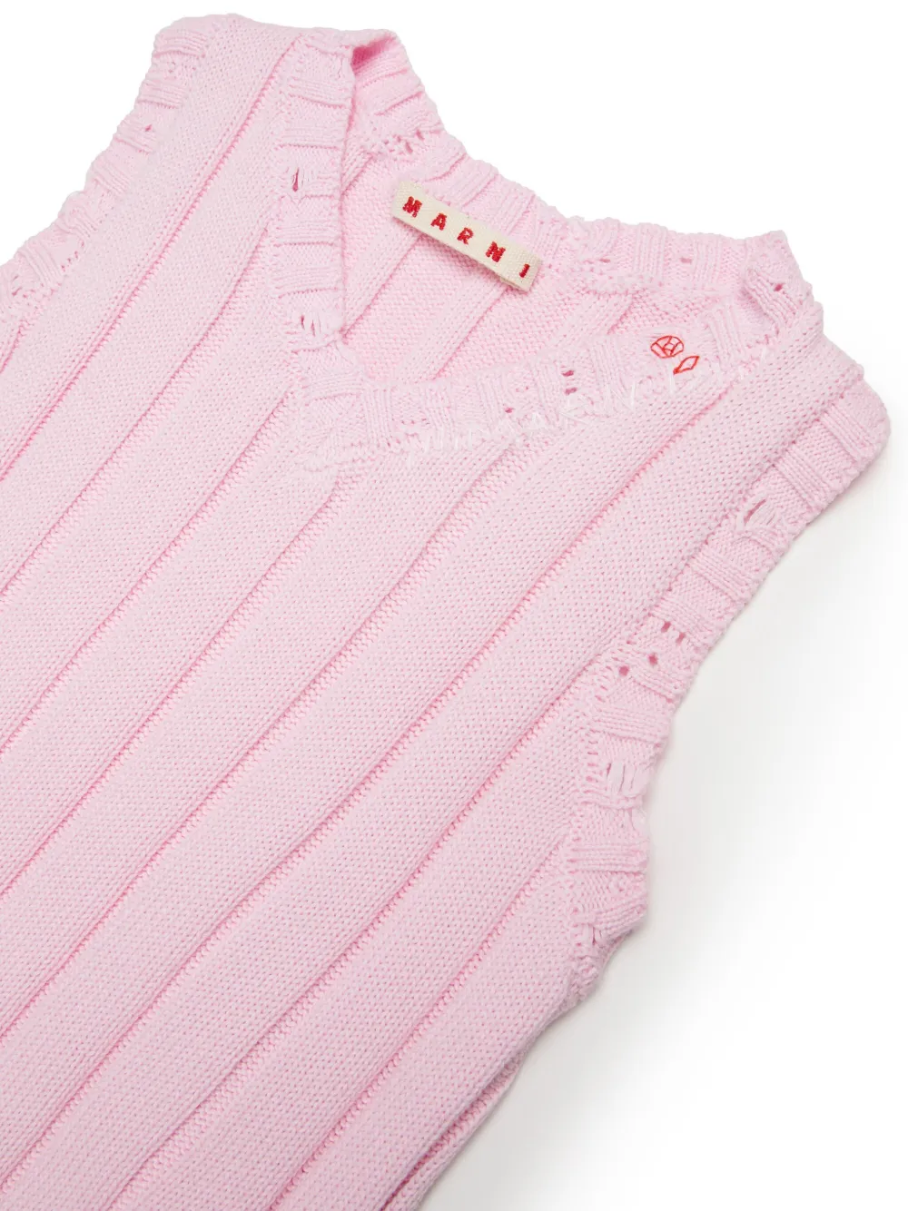 Marni Kids Ribgebreide maxi-jurk Roze