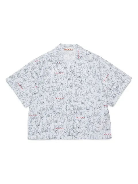 Marni Kids dog-print shirt