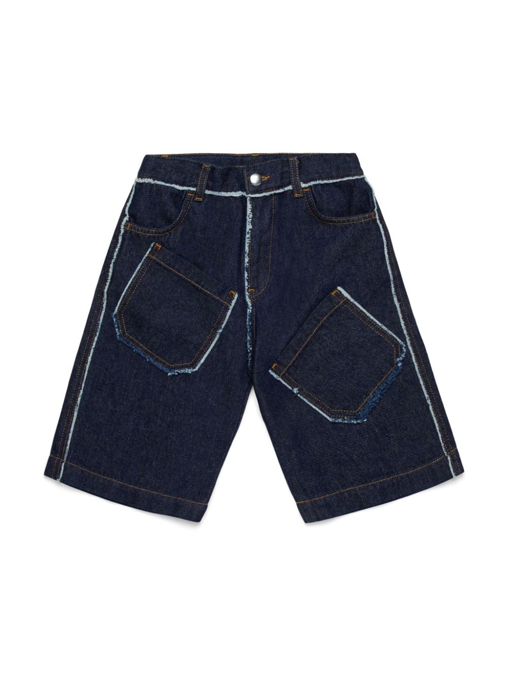 Marni Kids patch pockets denim shorts - Blue