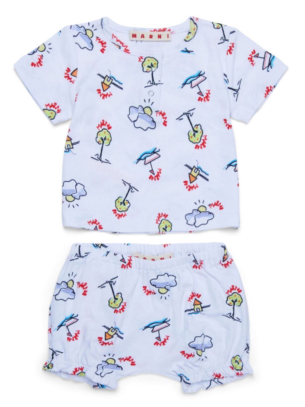 Marni Kids graphic-print T-shirt and shorts set - White