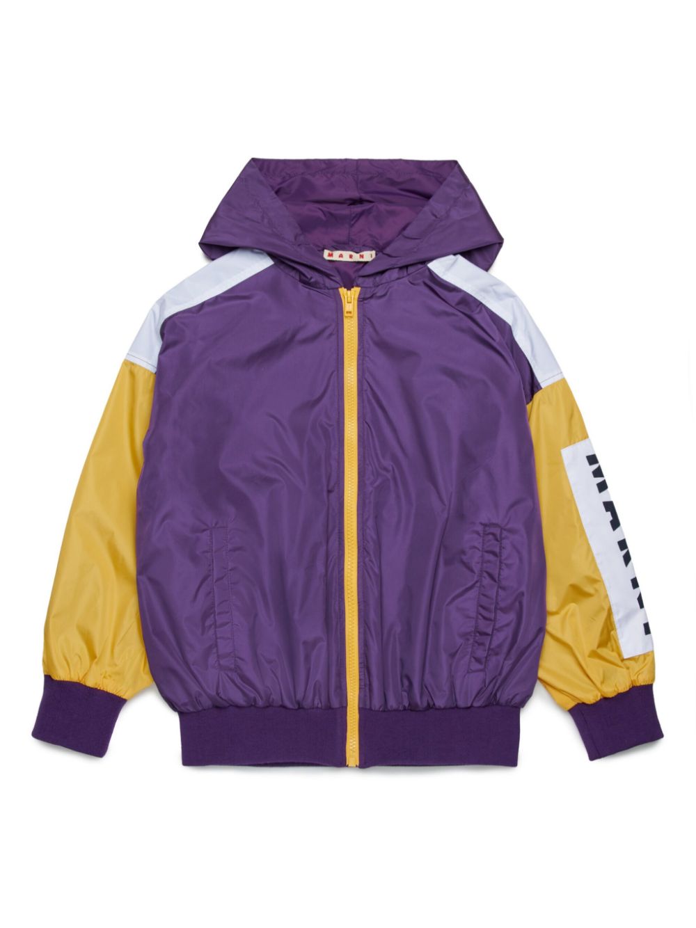 Marni Kids colour-block hooded jacket - Purple