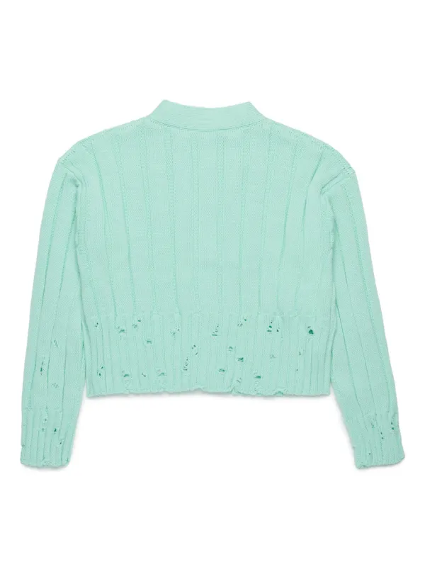 Marni Kids distressed-finish Cardigan | Green | FARFETCH