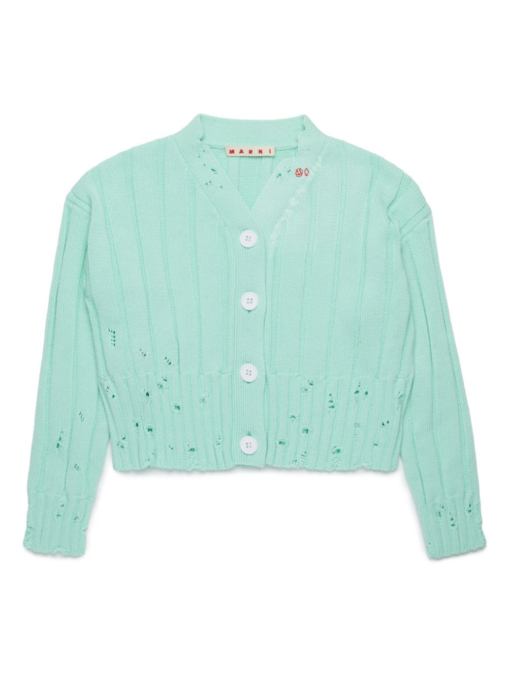 Marni Kids distressed-finish cardigan - Green