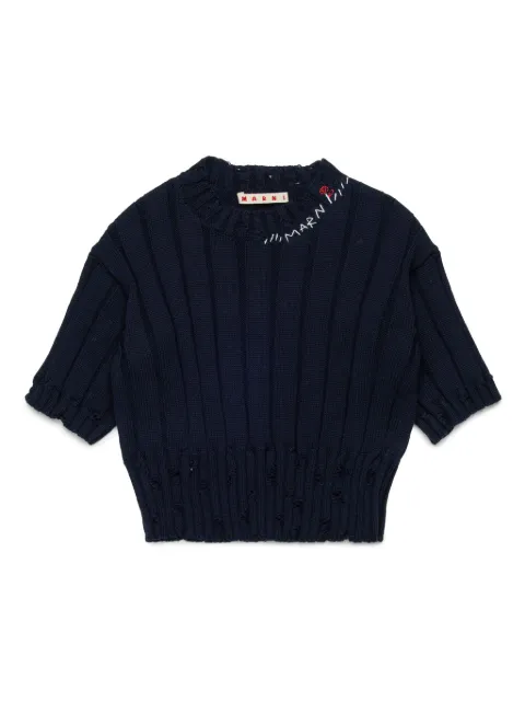 Marni Kids T-shirt met gerafeld effect
