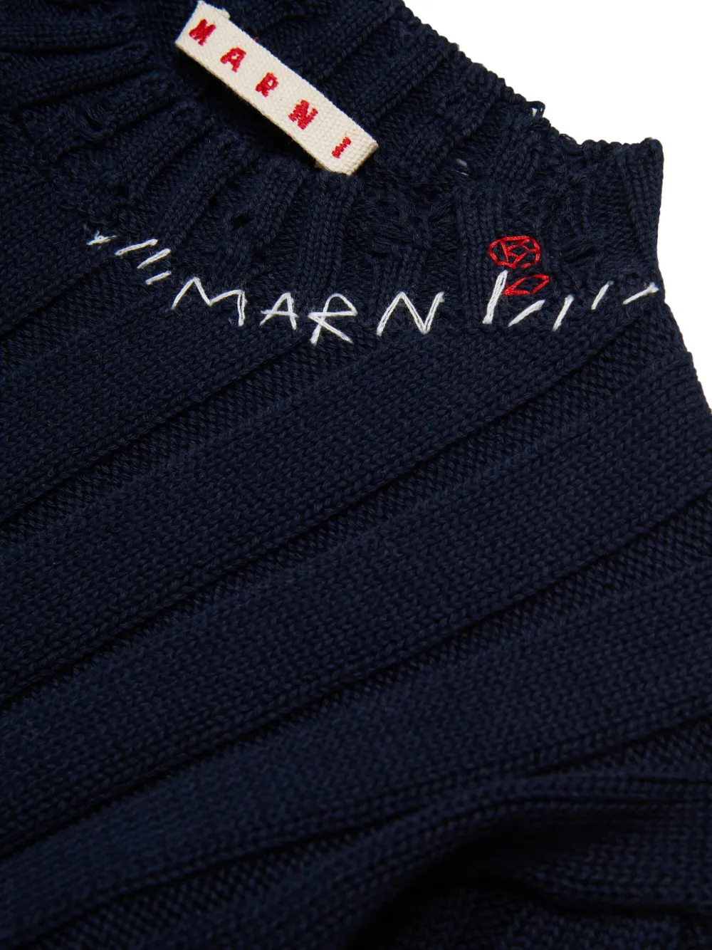 Marni Kids T-shirt met gerafeld effect Blauw