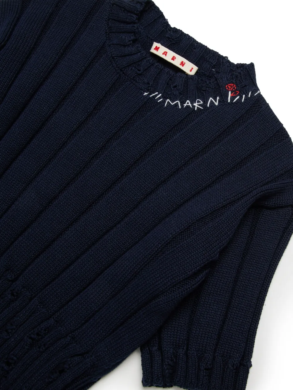 Marni Kids T-shirt met gerafeld effect Blauw