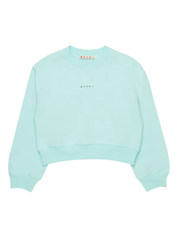 MARNI ネイビー クロップドスウェット MARNI - CREW NECK LOGO SWEAT スウェット クルーネック ロゴ マルニ