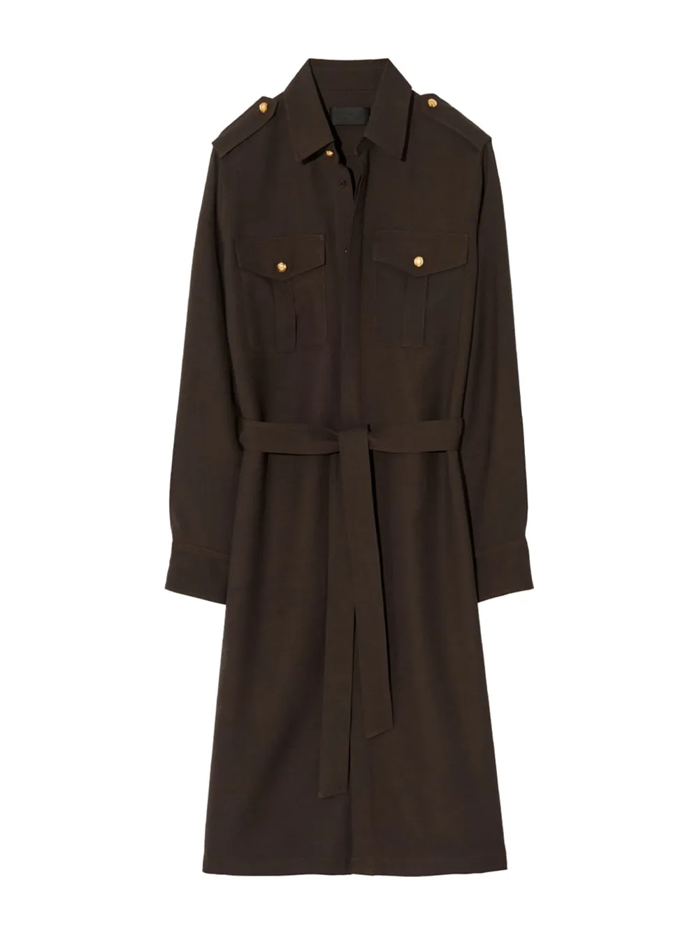 Nili Lotan Marcia midi-jurk met knoopdetail en ceintuur - Bruin