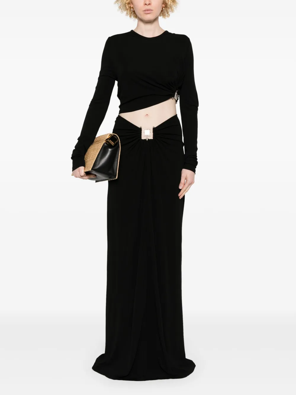 christopheresber Christopher Esber Bezel-quartz maxi-rok met ruches - Zwart