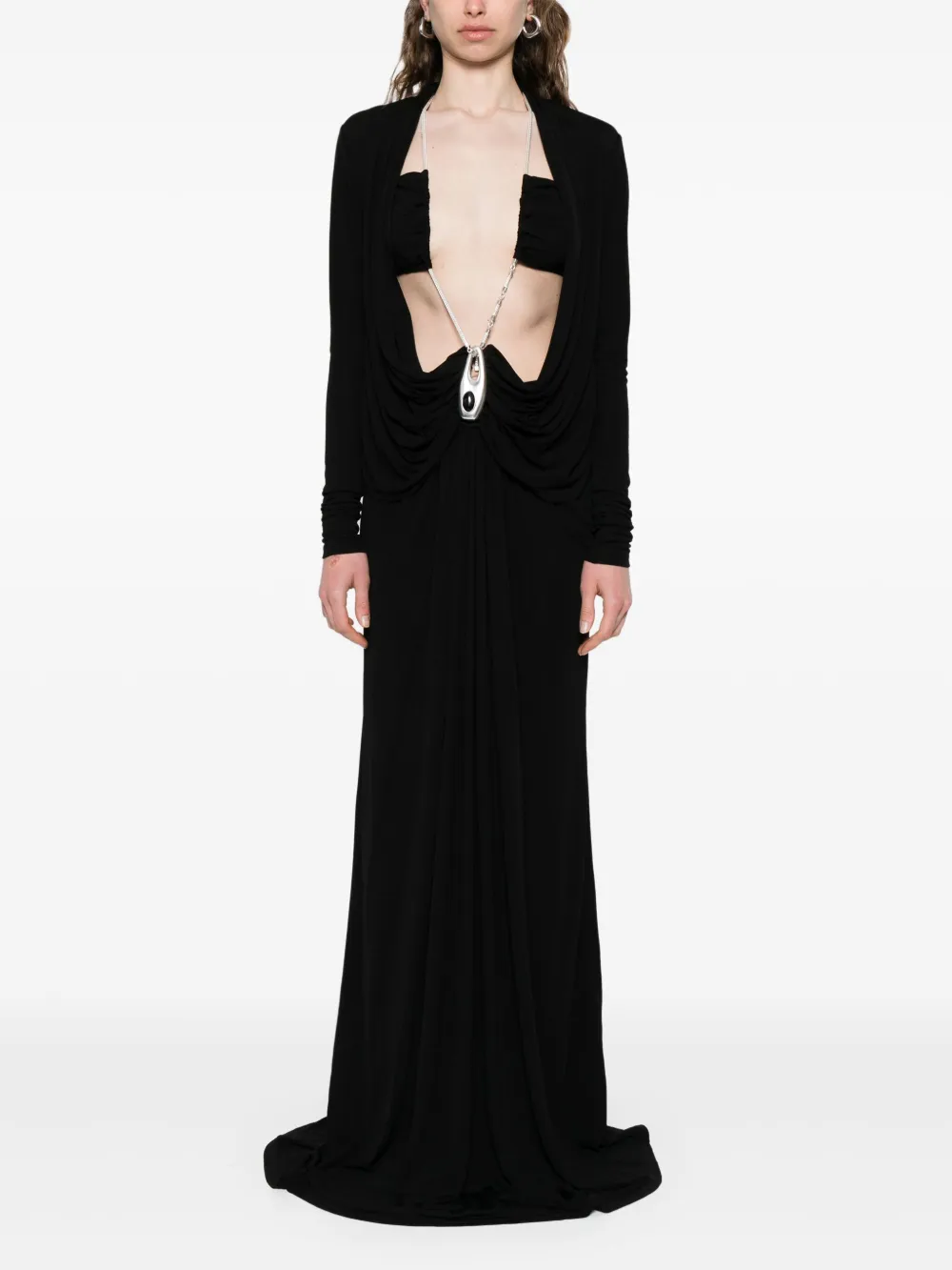 Christopher Esber draped jersey maxi dress - Zwart