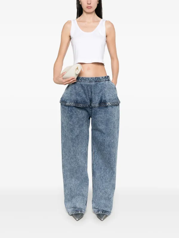 【Alaia】 Peplumデニムベルト ALAÏA Belted denim peplum jacket | NET-A-PORTER