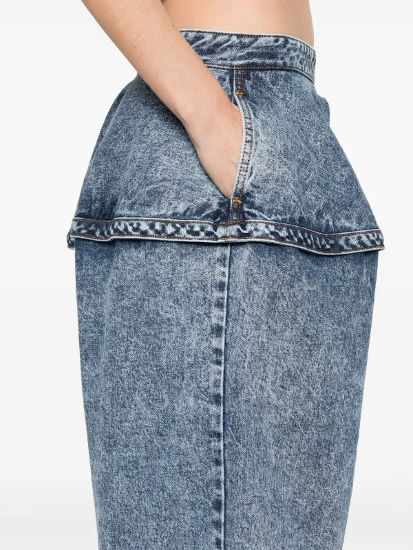 Alaïa peplum-waist Jeans | Blue | FARFETCH