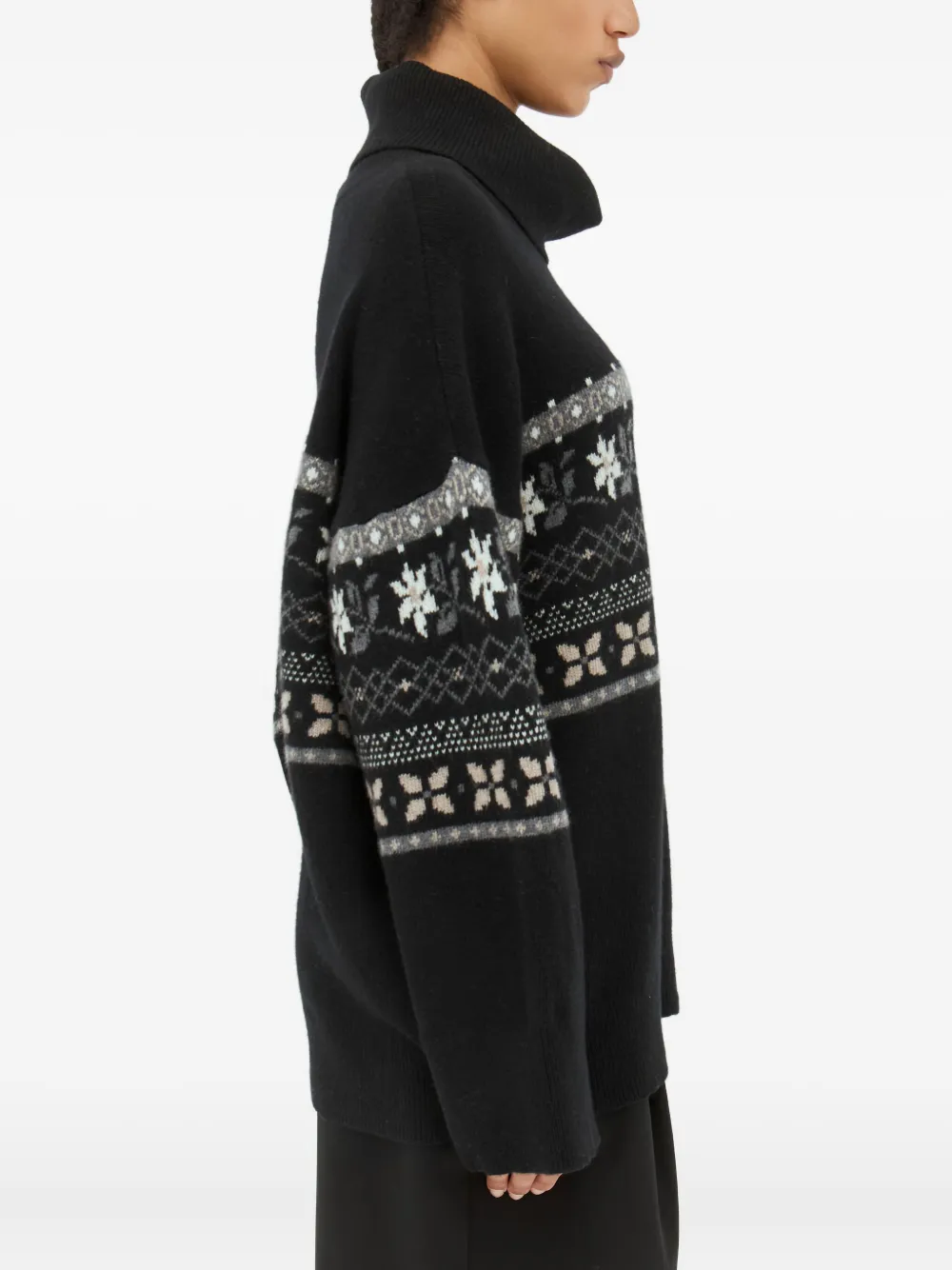Skall Studio Leonora Fair-isle Turtleneck Sweater In Black