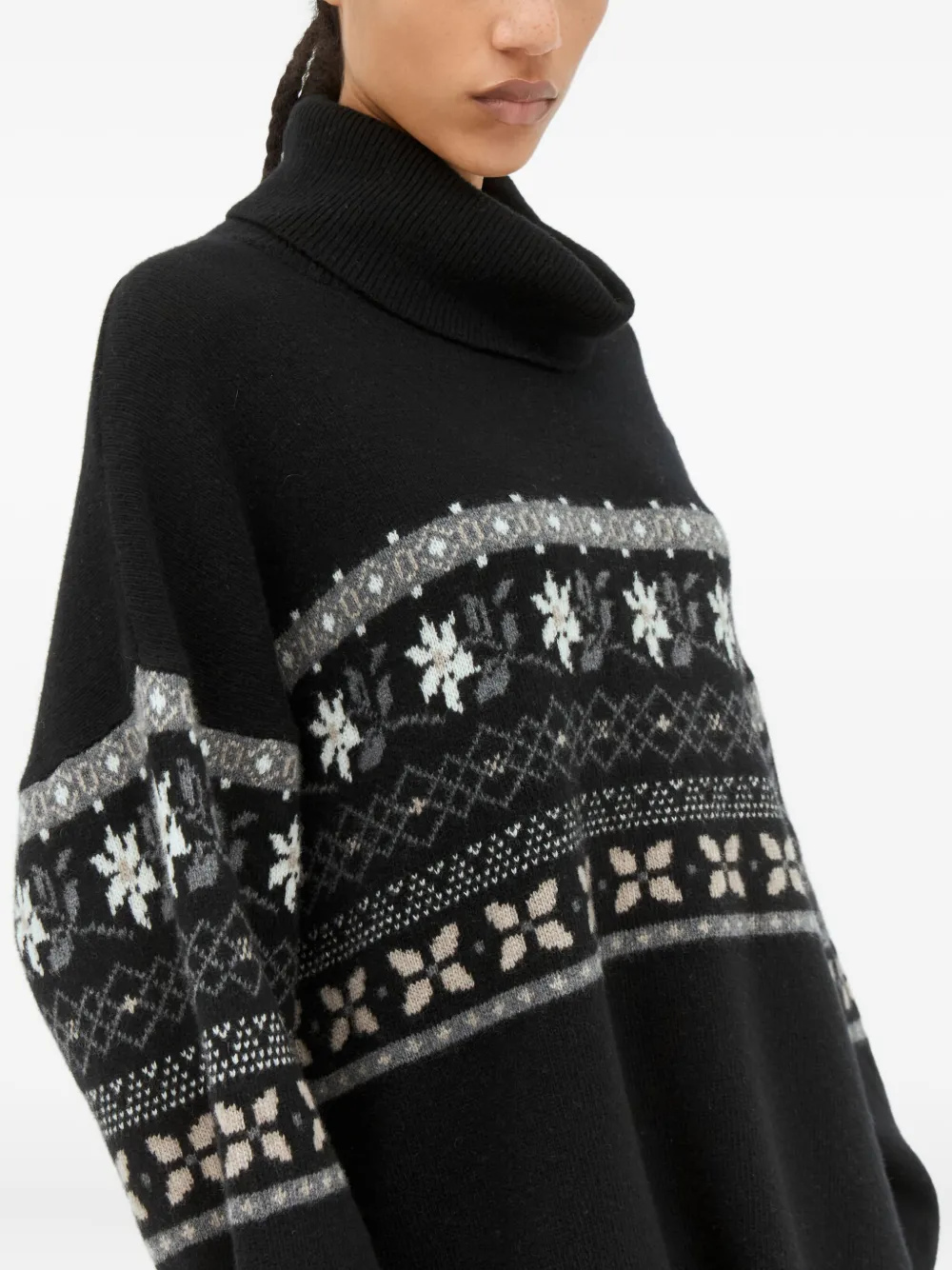 Skall Studio Leonora Fair-isle Turtleneck Sweater In Black