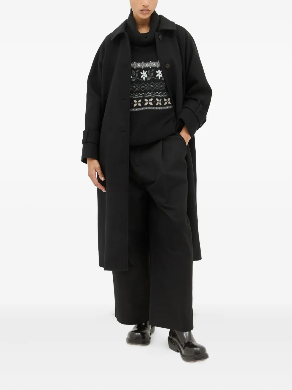 Skall Studio Leonora Fair-isle Turtleneck Sweater In Black