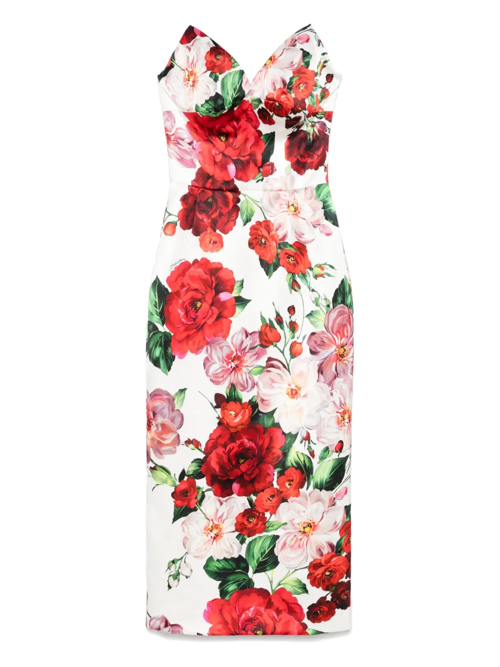 Dolce & Gabbana Midi-jurk met roosprint Wit