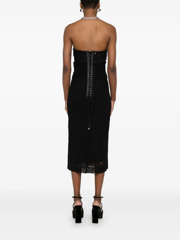 DOLCE & GABBANA★素敵！Black Lace Ruched Strapless Dress DOLCE & GABBANA Womens Black Lace Ruched Strapless Cocktail
