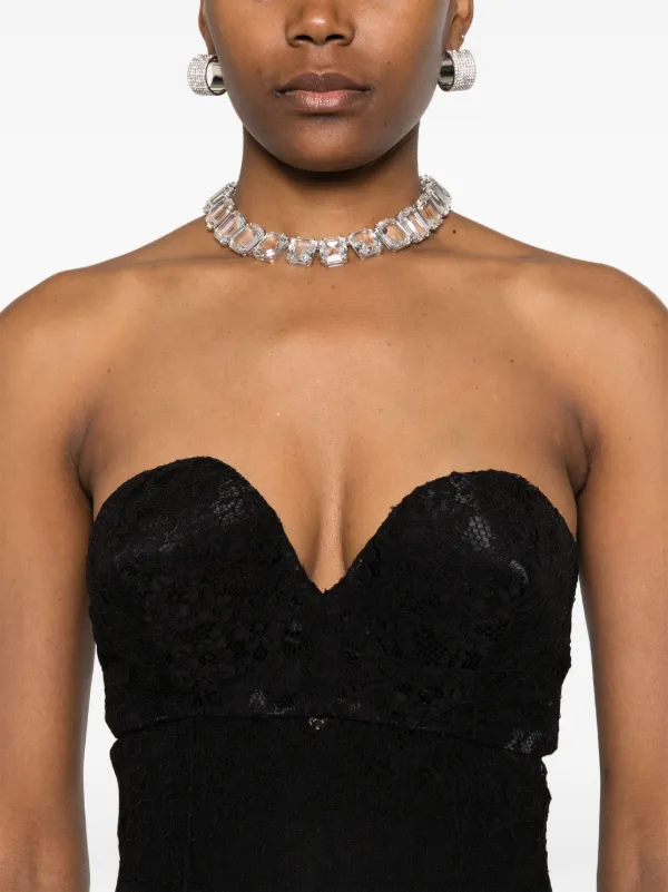 DOLCE & GABBANA★素敵！Black Lace Ruched Strapless Dress DOLCE & GABBANA Womens Black Lace Ruched Strapless Cocktail