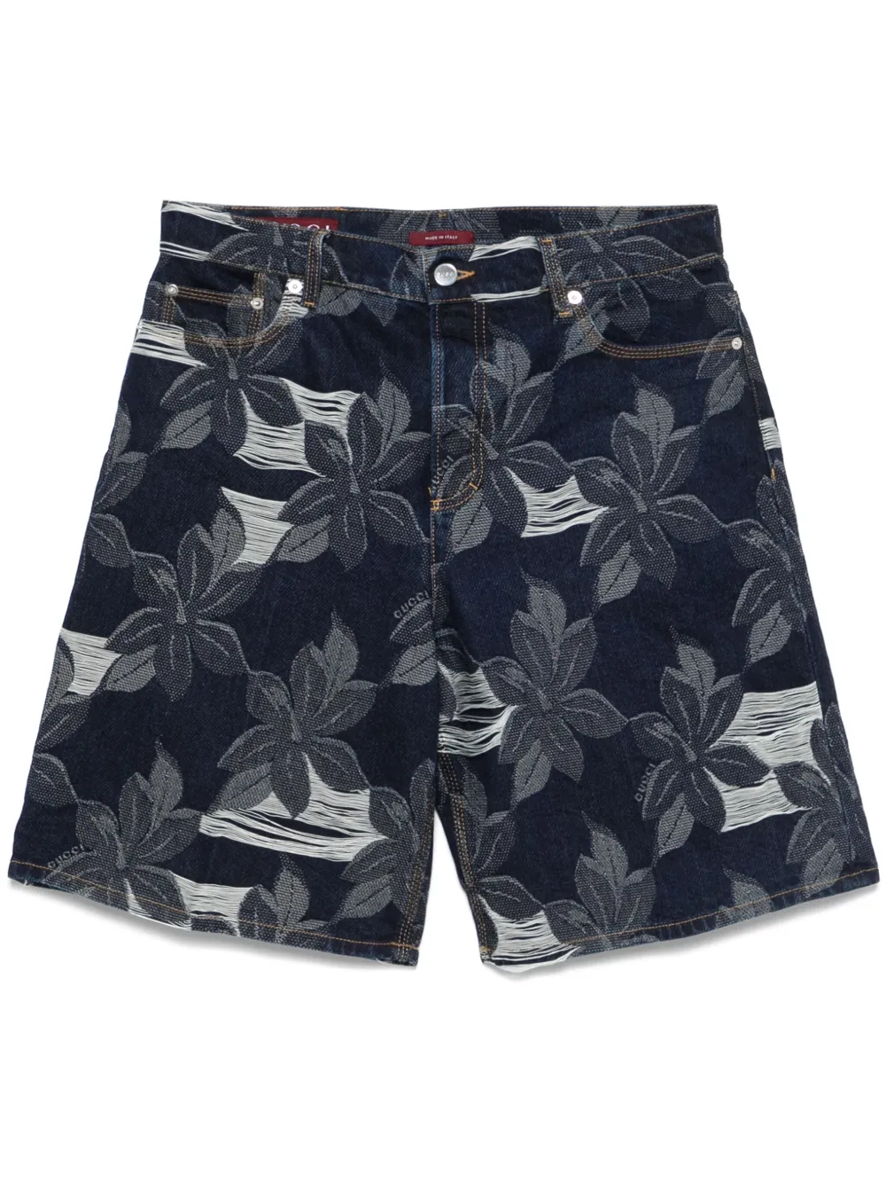 jacquard denim shorts