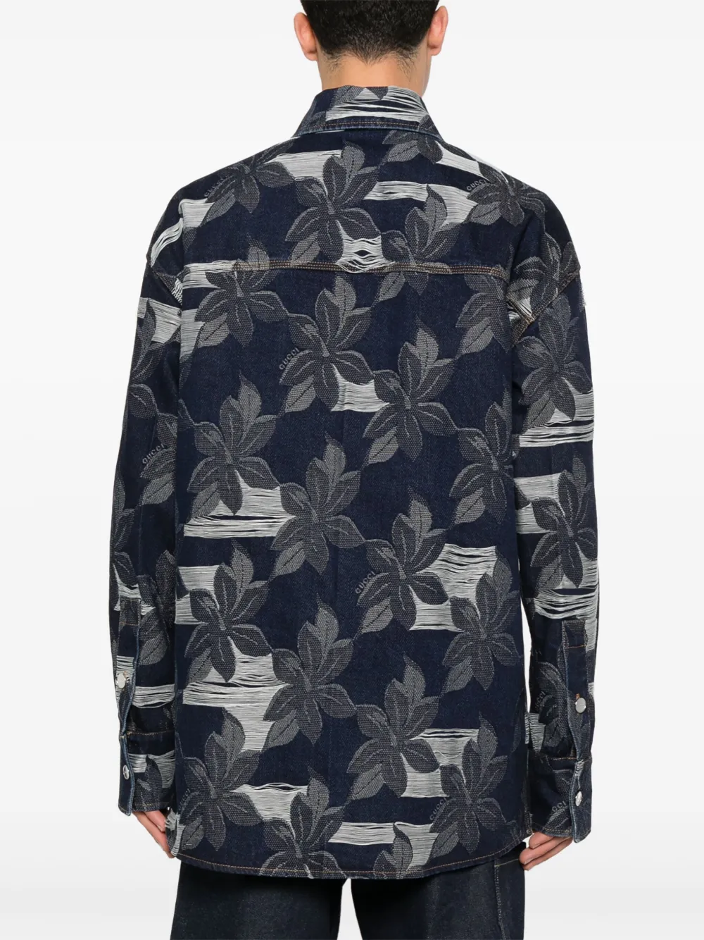 Gucci Denim overhemd met jacquard Blauw