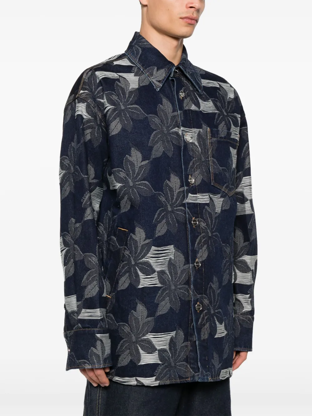 Gucci Denim overhemd met jacquard Blauw