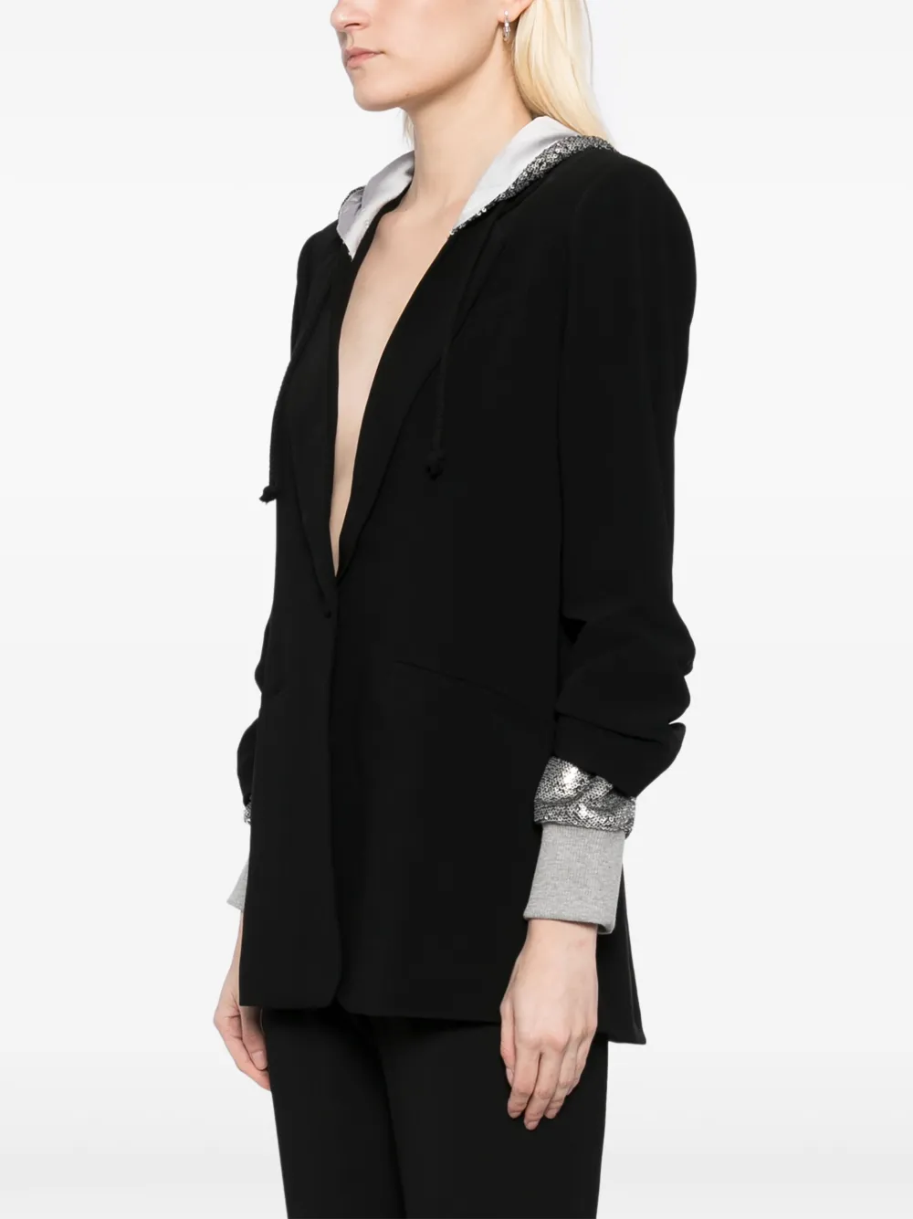 Cinq A Sept Khloe blazer met capuchon en pailletten Zwart