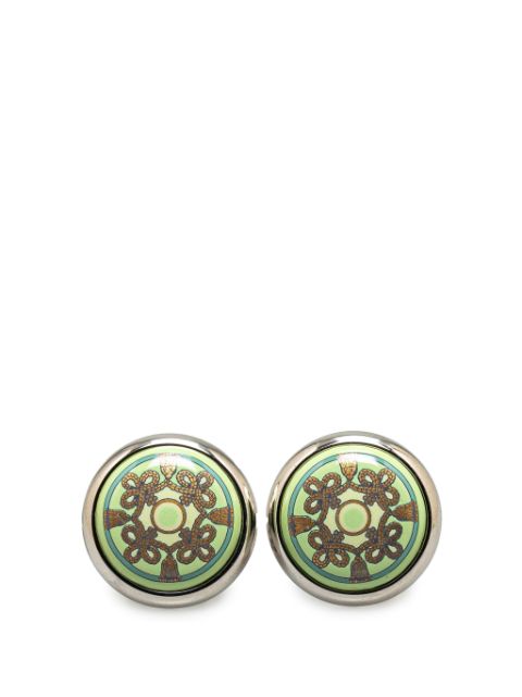 Hermes 20th Century Enamel Cloisonne Clip On costume earrings Women