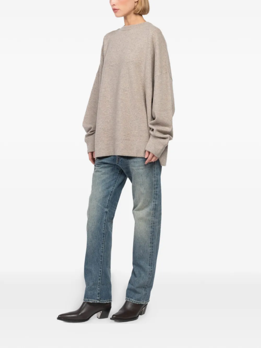 extreme cashmere Trui met ronde hals Beige