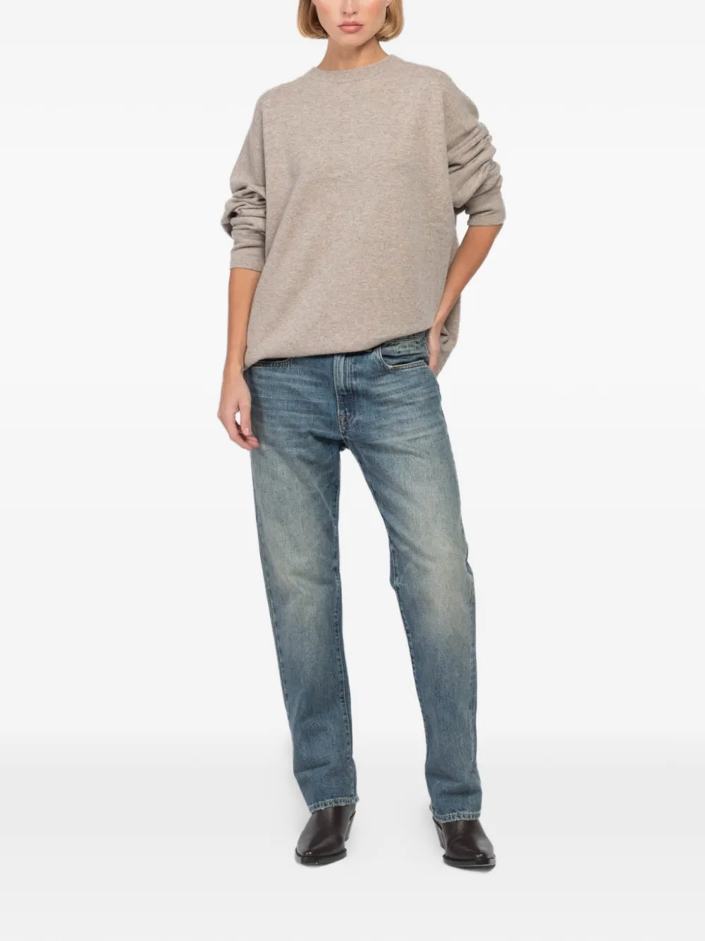 extreme cashmere Trui met ronde hals Beige