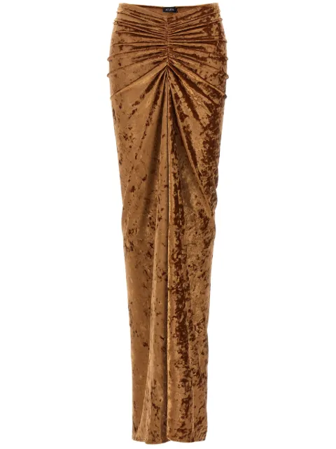 Atlein crushed-velvet maxi skirt 
