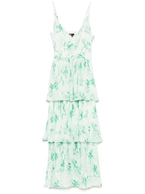 Maje vestido largo estampado con volantes