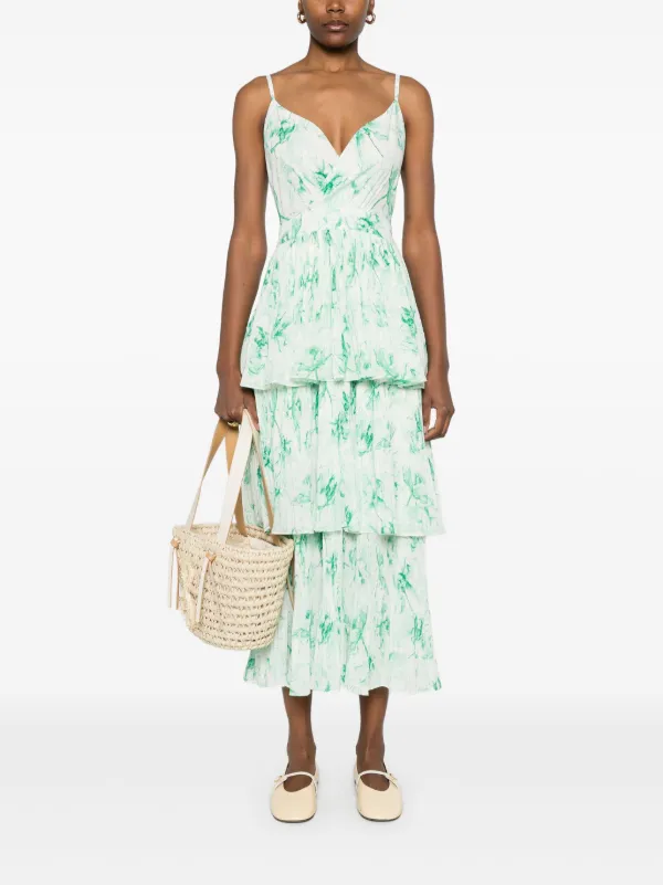 Maje Robe Longue à Volants | Vert | FARFETCH FR