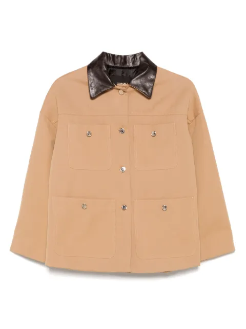 Maje leather-collar cotton jacket