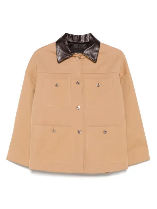Veste en coton à col en cuir - Maje - Modalova