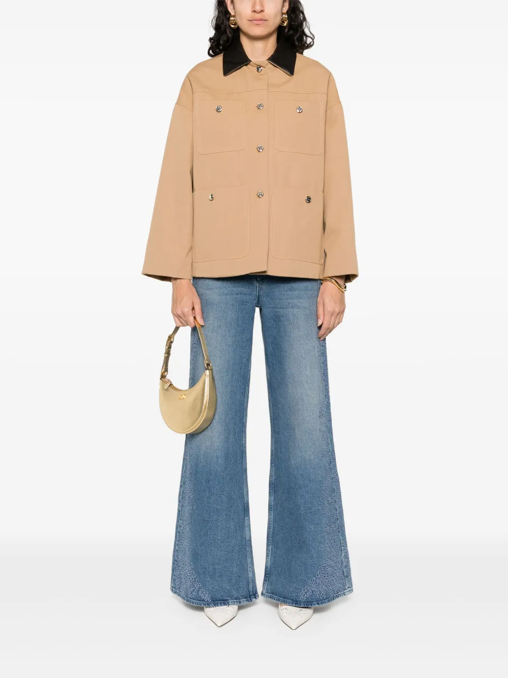 Maje veste en coton à col en cuir | Vestes bomber | Image 2