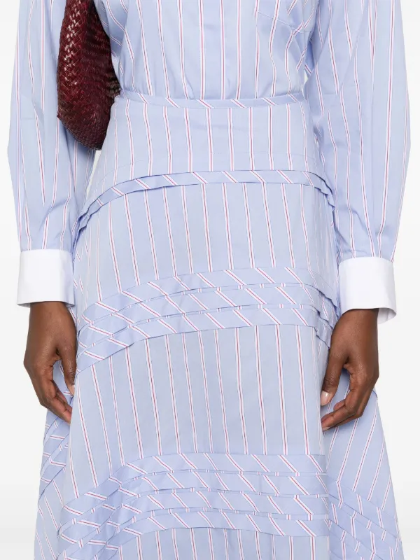Maje Jupe mi-longue à Rayures Bleu FARFETCH MA