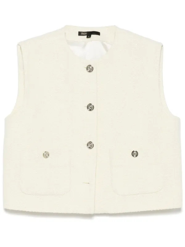 Maje Tweed Vest | Yellow | FARFETCH